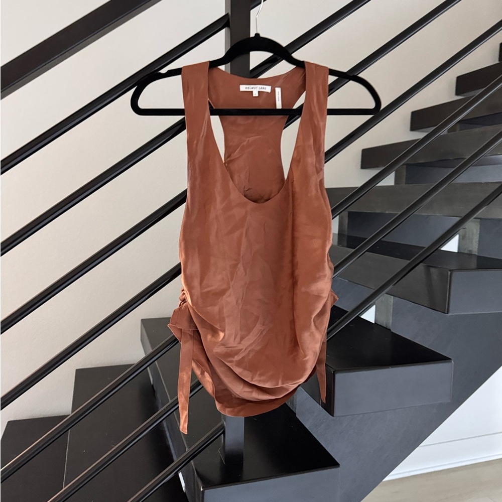 Helmut Lang Silk Ribbon Women's Sleeveless Tank in Rust